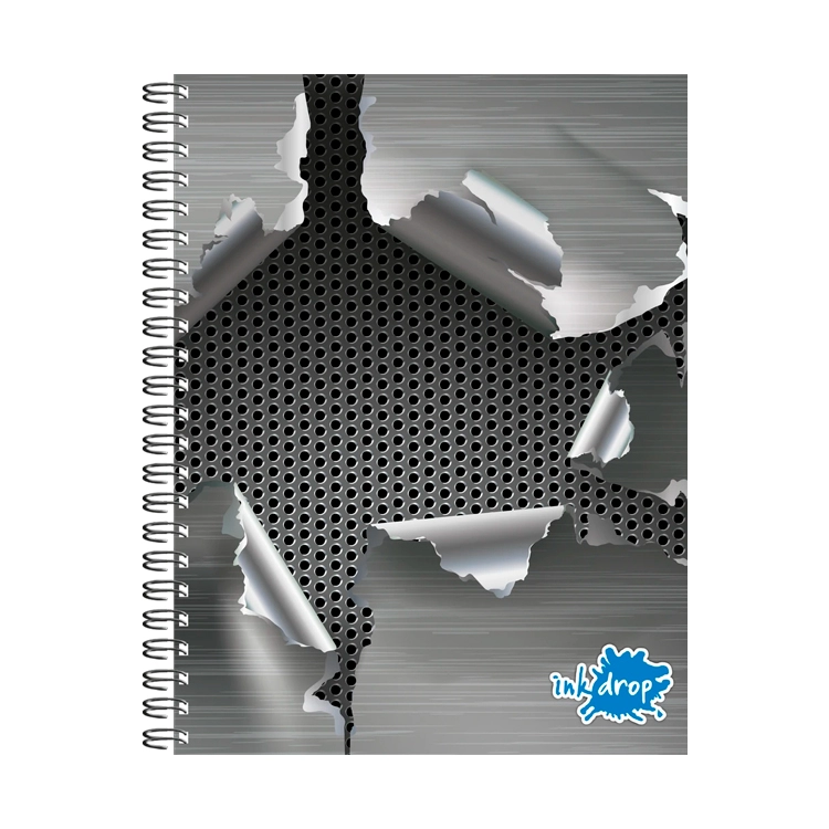Cuaderno con Espiral Inkdrop Metal Tapa Dura 16x21 100 Hojas Rayadas Art.57230